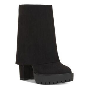 INC Womens Black 1" Platform Cuffed Overlay Acelina Heeled Boots 10 M